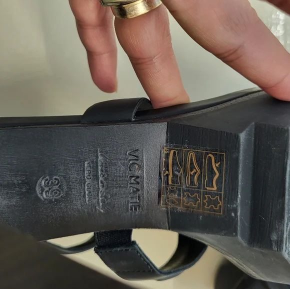 VIC MATIE Leather High Heeled Grip Fast Sole Platform Sandals Shoes - Sz EU 39 - Picture 11 of 16